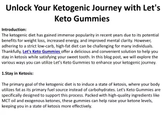 Unlock Your Ketogenic Journey with Let's Keto