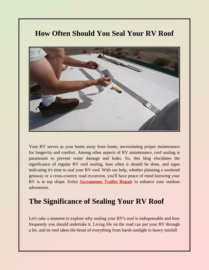 how often should you seal your rv roof