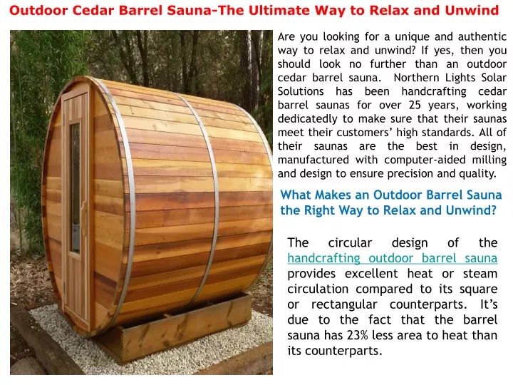 outdoor cedar barrel sauna the ultimate