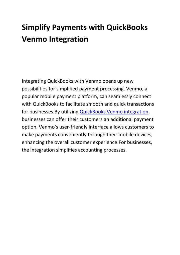 simplify payments with quickbooks venmo