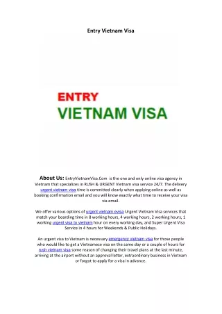 Entry Vietnam Visa