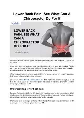Lower Back Pain: See What Can A Chiropractor Do For It