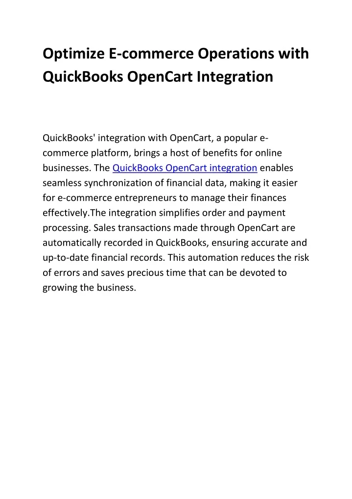optimize e commerce operations with quickbooks