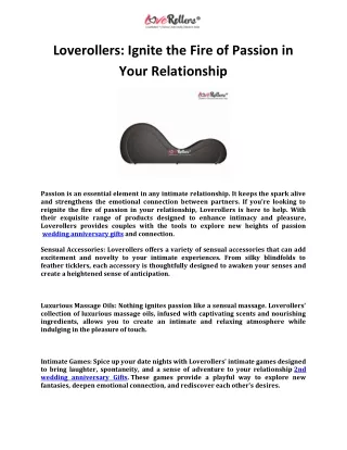 LoverollersIgnite the Fire of Passion in Your Relationship