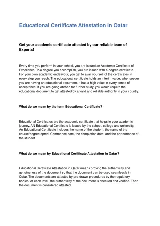 educational certificate attestation in qatar