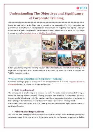 Understanding the Objectives and Significance of Corporate Training