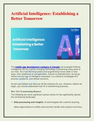 artificial intelligence establishing a better
