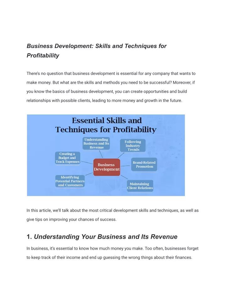business development skills and techniques