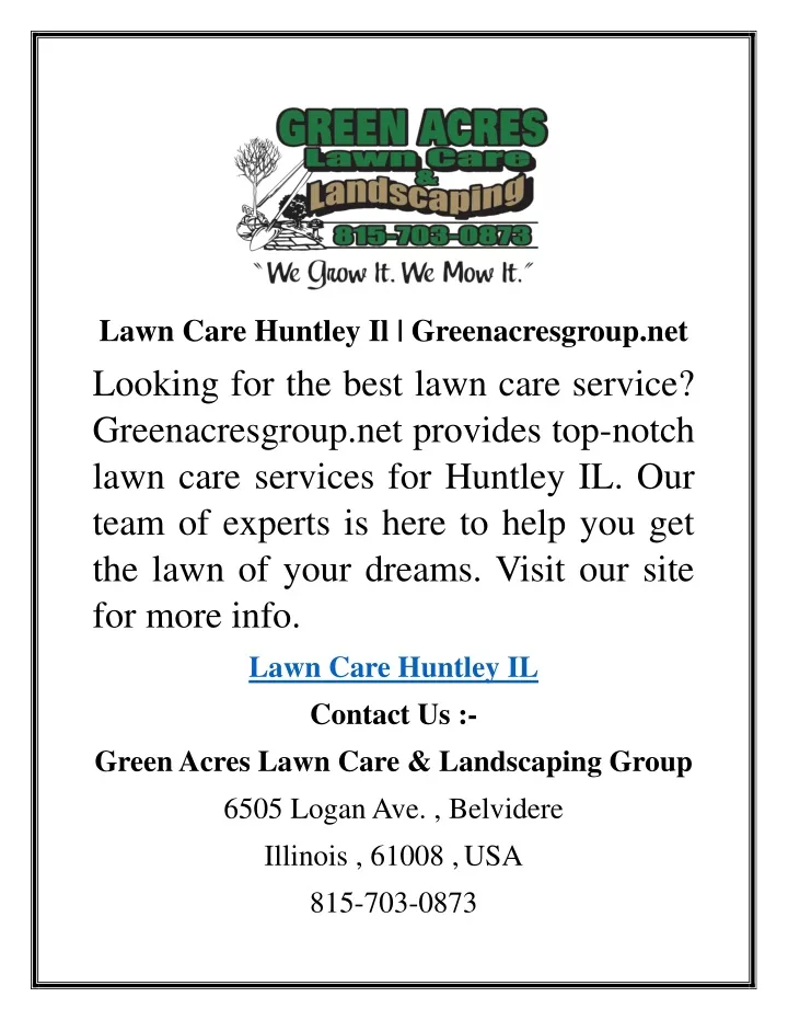 lawn care huntley il greenacresgroup net looking