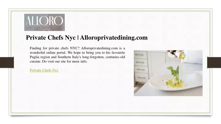 private chefs nyc alloroprivatedining com