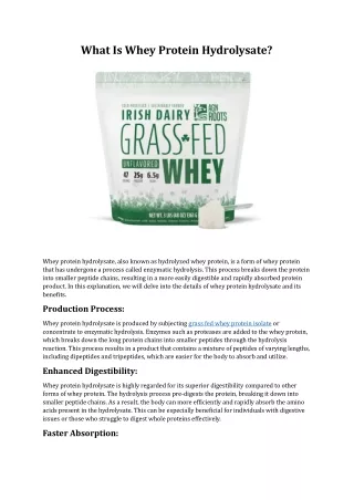 What Is Whey Protein Hydrolysate