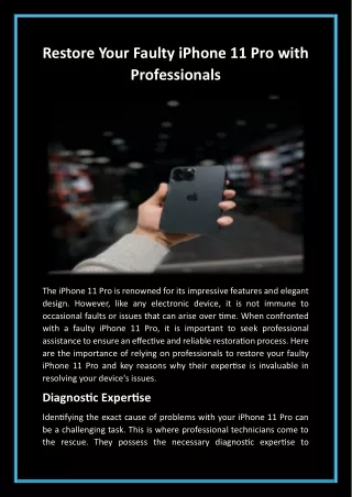 Restore Your Faulty iPhone 11 Pro with Professionals