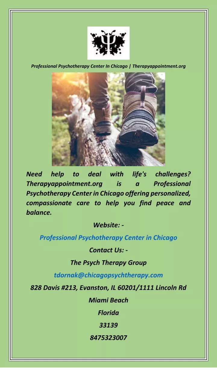 professional psychotherapy center in chicago