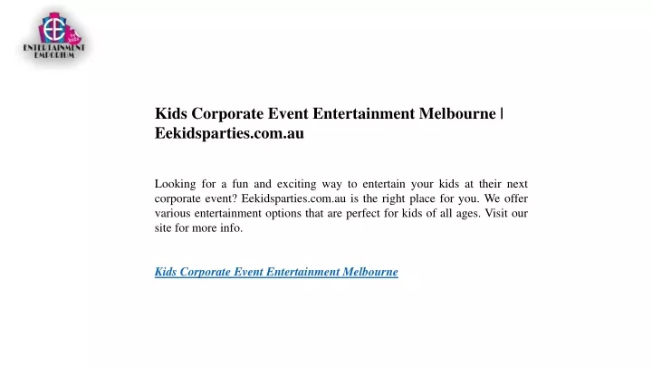 kids corporate event entertainment melbourne