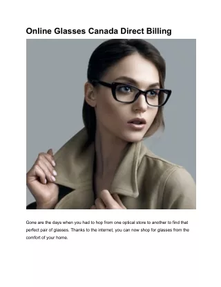 Online Glasses Canada Direct Billing