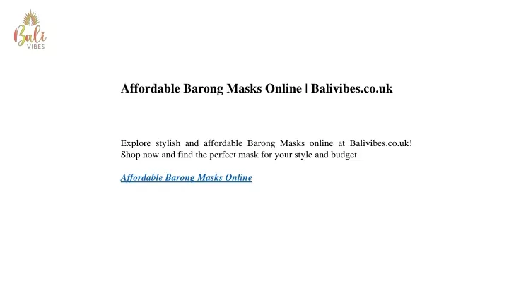 affordable barong masks online balivibes co uk