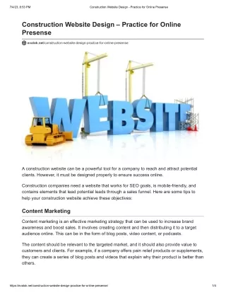 Construction Website Design - Practice for Online Presense