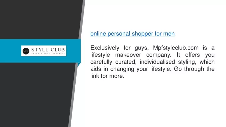 online personal shopper for men exclusively