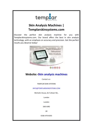 Skin Analysis Machines  Templarskinsystems.com