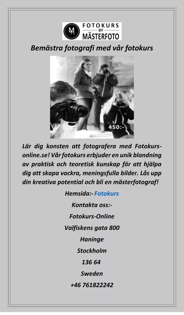 bem stra fotografi med v r fotokurs