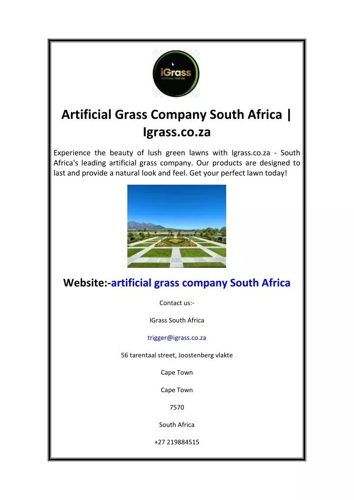 artificial grass company south africa igrass co za