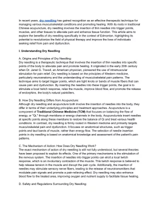 in recent years dry needling has gained