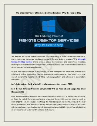 the enduring power of remote desktop services