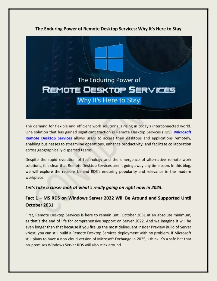the enduring power of remote desktop services