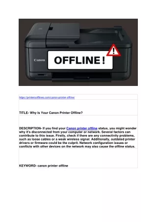 https printersofflines com canon printer offline