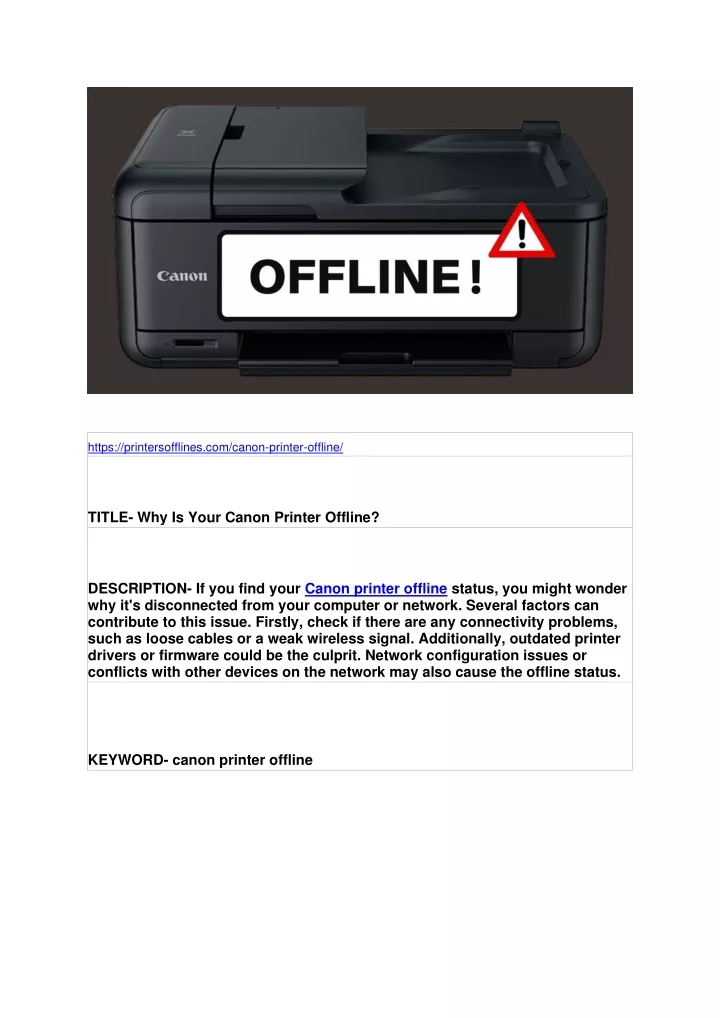 https printersofflines com canon printer offline