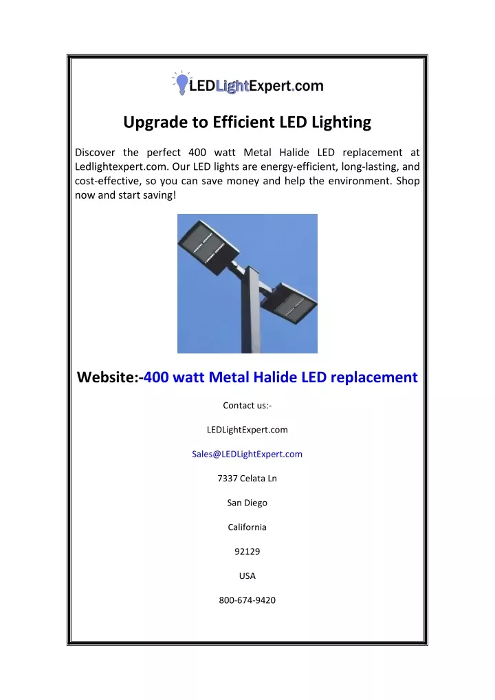 upgrade to efficient led lighting