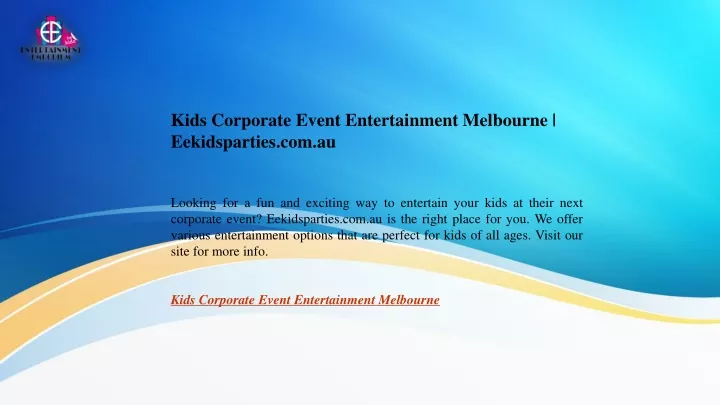 kids corporate event entertainment melbourne