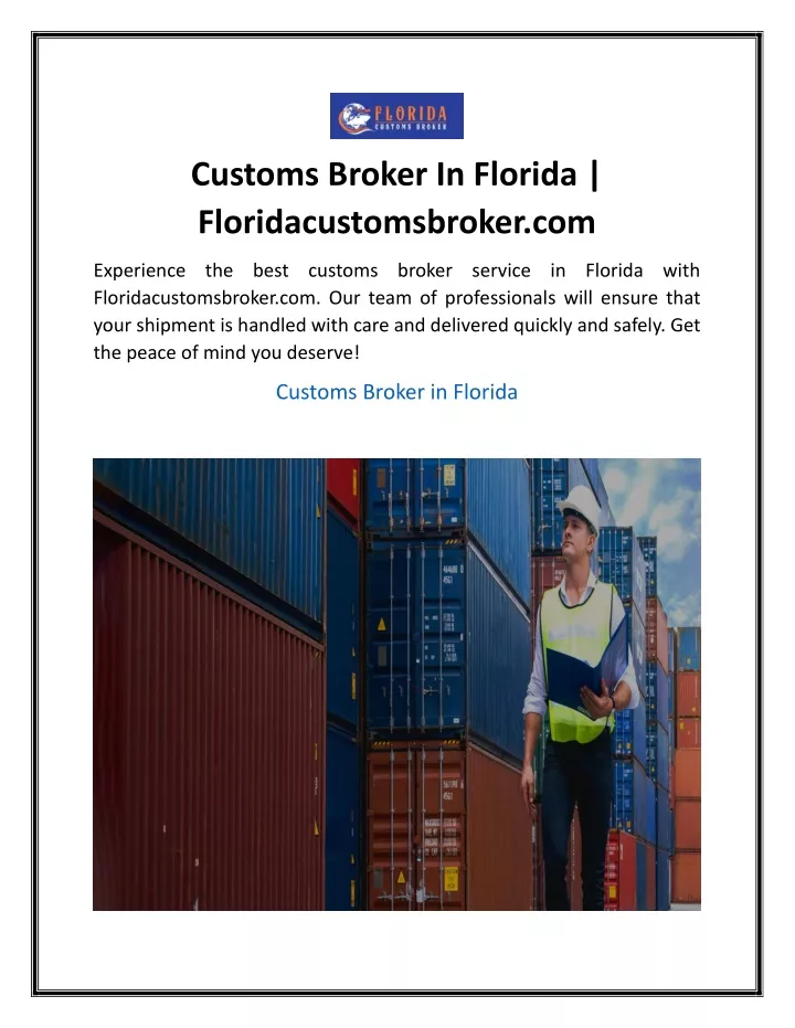 customs broker in florida floridacustomsbroker com