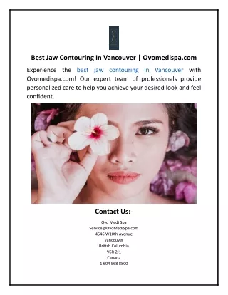 Best Jaw Contouring In Vancouver  Ovomedispa