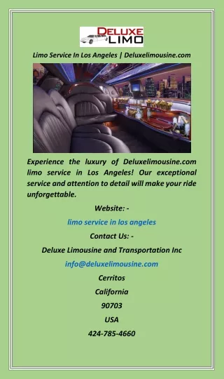 Limo Service In Los Angeles  Deluxelimousine