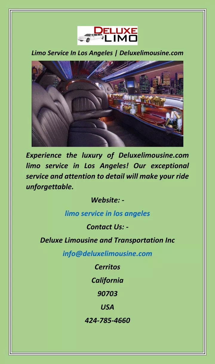 limo service in los angeles deluxelimousine com