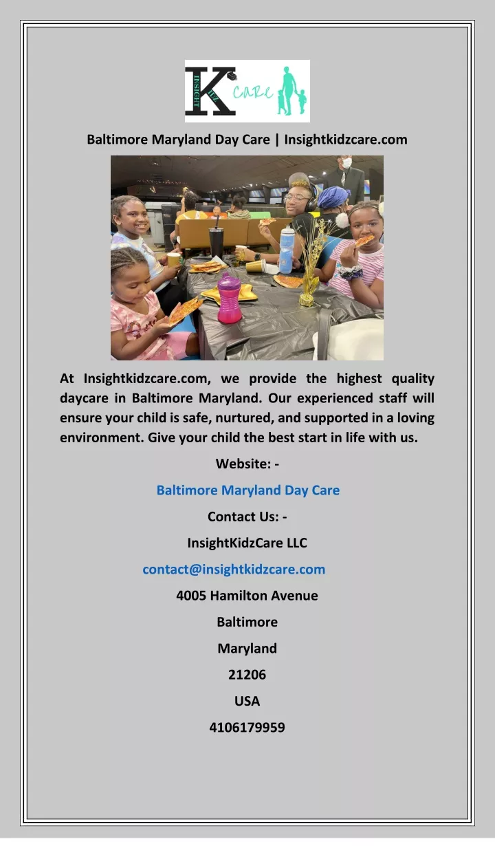 baltimore maryland day care insightkidzcare com