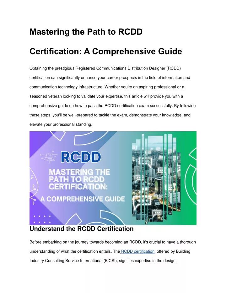 mastering the path to rcdd