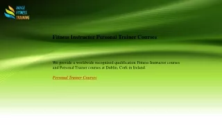 Fitness Instructor Personal Trainer Courses