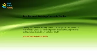 best personal training courses in dublin