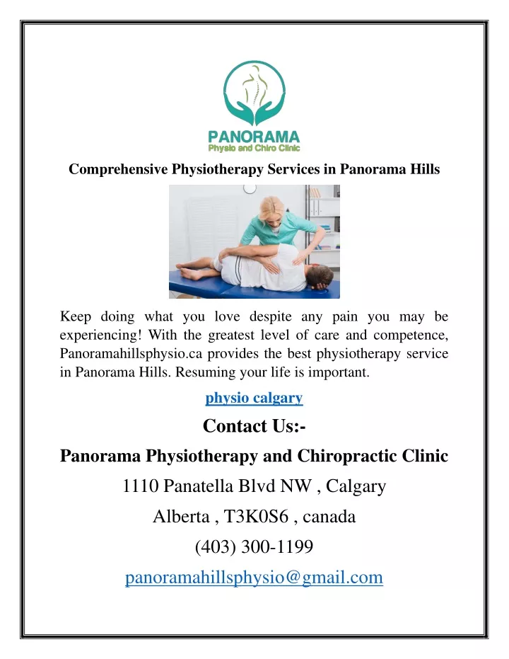comprehensive physiotherapy services in panorama