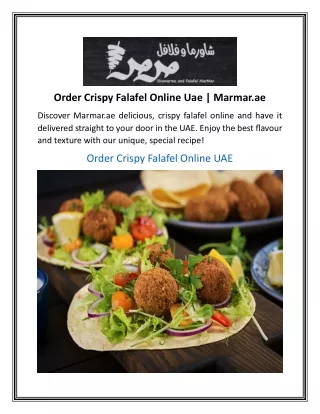 Order Crispy Falafel Online Uae  Marmar.ae