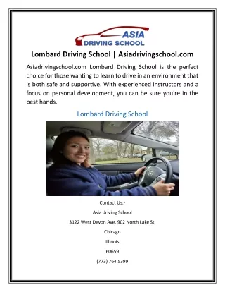 Lombard Driving School  Asiadrivingschool.com