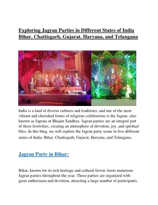 Exploring Jagran Parties in Different States of India Bihar