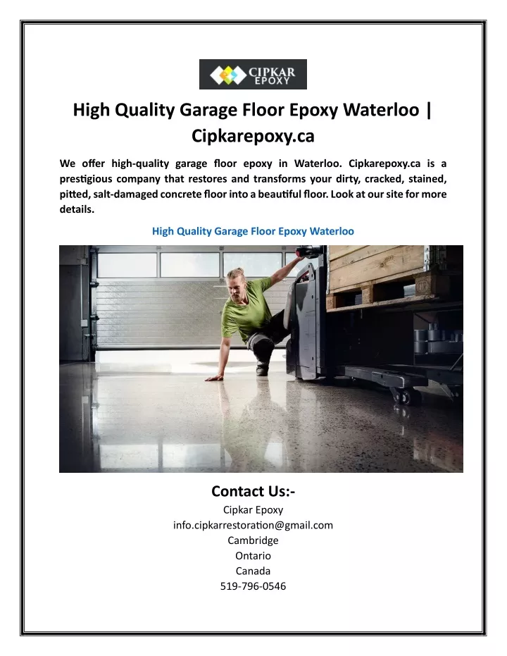 high quality garage floor epoxy waterloo