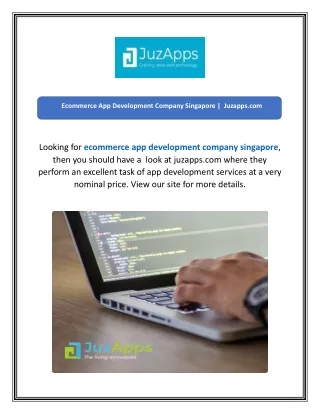 Ecommerce App Development Company Singapore   Juzapps.com