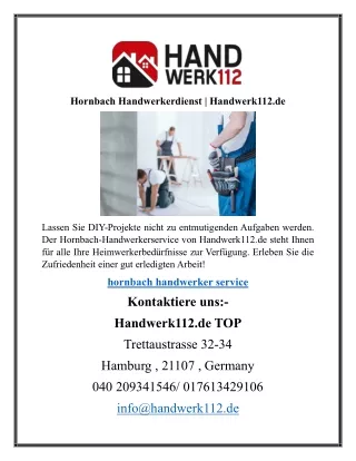 Hornbach Handwerkerdienst  Handwerk112.de