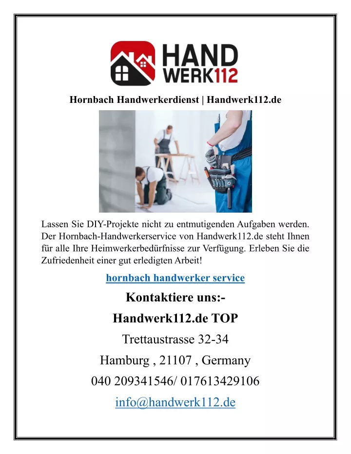 hornbach handwerkerdienst handwerk112 de