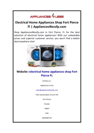 Electrical Home Appliances Shop Fort Pierce Fl Appliances4lessfp.com