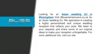 Asian Wedding Dj in Birmingham Blissentertainment.co.uk